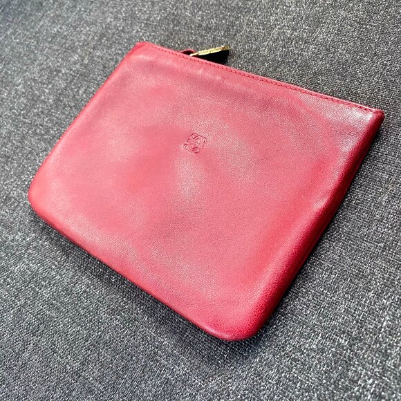 Loewe Anagram Red Calfskin Leather Pouch - Picture 4 of 10